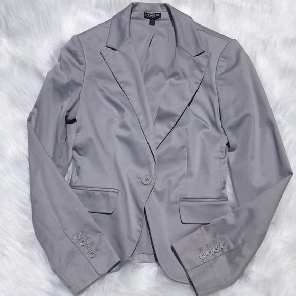 EXPRESS | one button gray women work career blazer - Picture 4 of 8